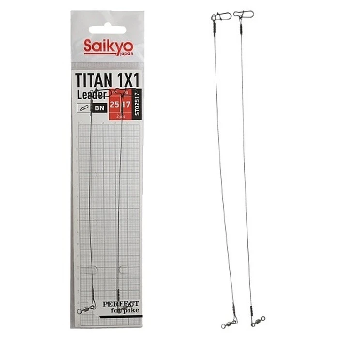 Поводок Saikyo Titan 1X1 Leader 25 см 17 кг   2 шт   STO2517 — характеристики,  особенности конструкции