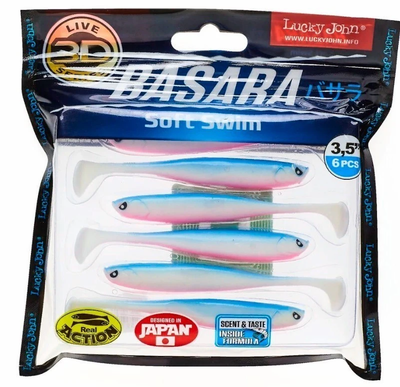 Силиконовая приманка Lucky John Basara Soft Swim 3.5in 89 мм 6 шт PG05 3D Series  140403-PG05 — крупный план
	                                    2