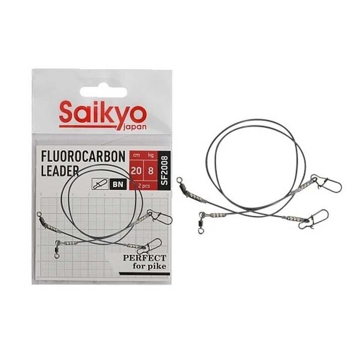 Поводок Saikyo FC Leader 20 см 8 кг   2 шт   SF2008 — характеристики,  особенности конструкции