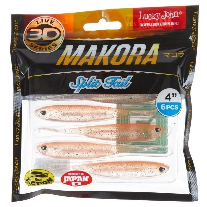 Силиконовая приманка Lucky John Makora Split Tail 4.0in 100 мм 6 шт 007 3D Series  140409-007 — крупный план
	                                    2
