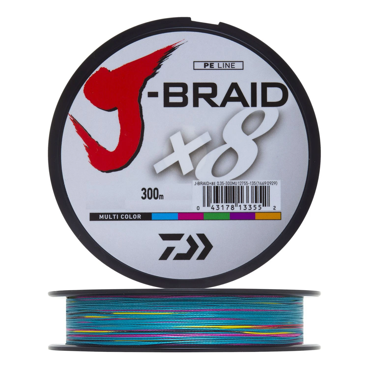 Плетеный шнур Daiwa J-braid X8 300 м  PE # 1 Multicolor 0,13 мм — характеристики,  особенности конструкции