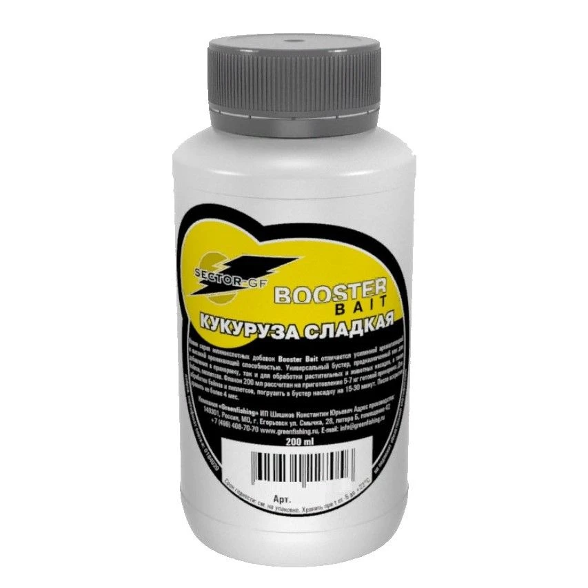 Ароматизатор Greenfishing Booster Bait  200 мл   сладкая кукуруза — характеристики,
	                                    особенности конструкции