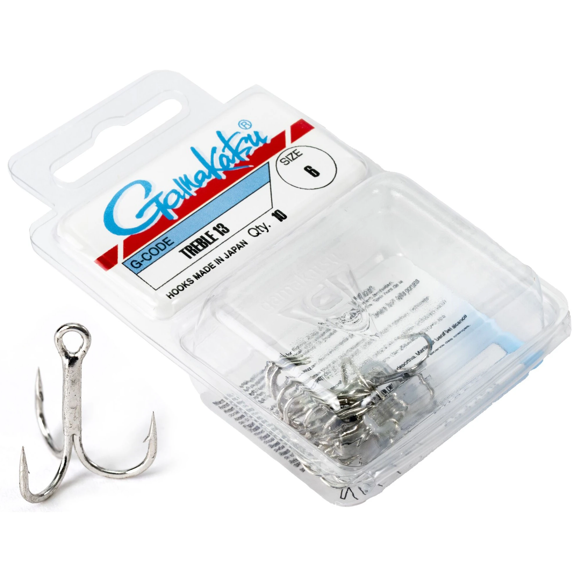 Крючок Тройной Gamakatsu 13N Treble Hooks Nickel №6 10 шт    146664-006 — крупный план
	                                    1