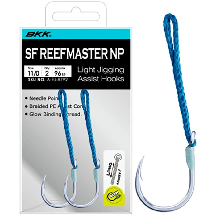 Крючок Ассист BKK SF Reefmaster NP Long Bright Tin №11/0 2 шт    A-EJ-8792 — крупный план
	                                    1