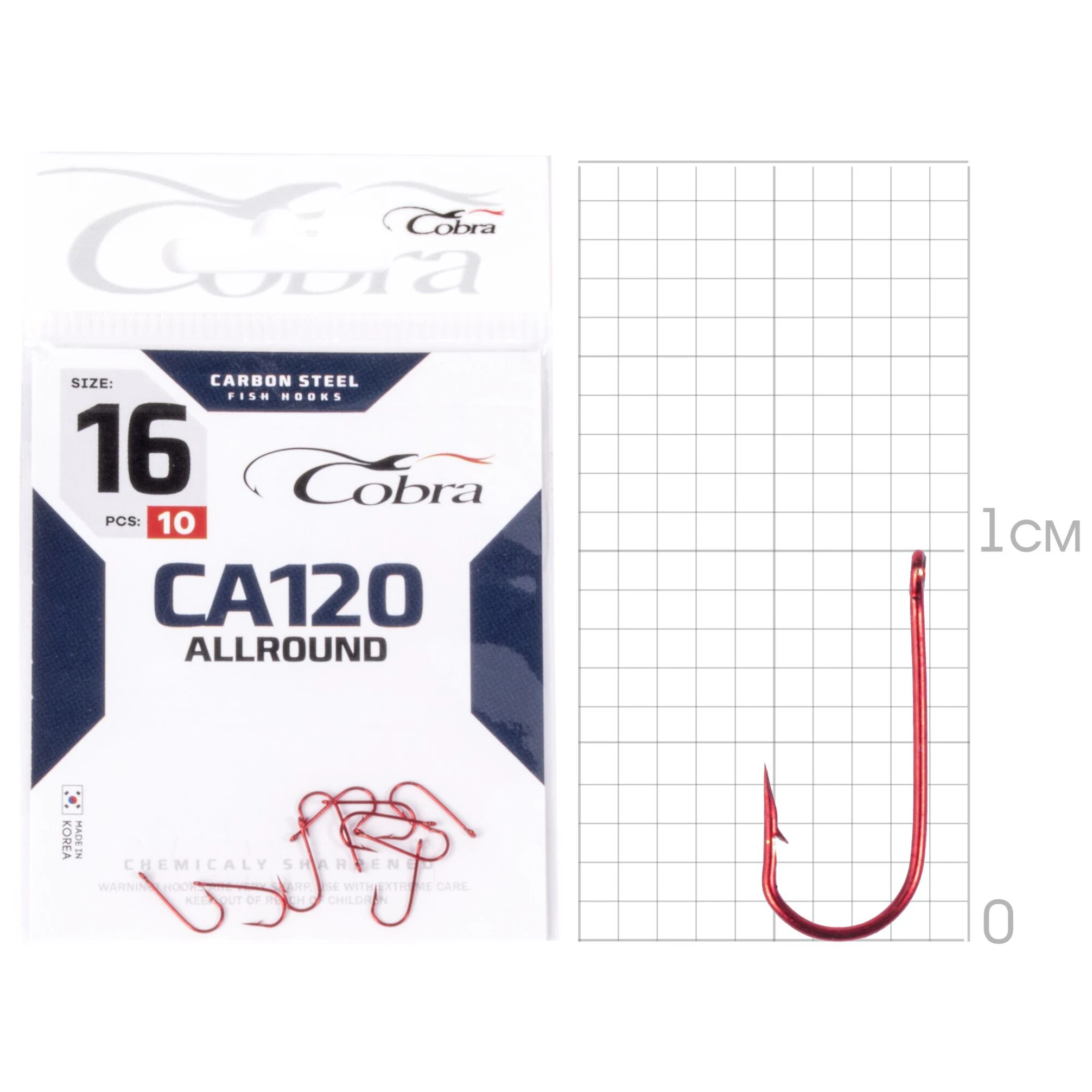 Крючок Одинарный Cobra Allround Mirage CA120 №16 10 шт    CA120-016 — крупный план
	                                    1