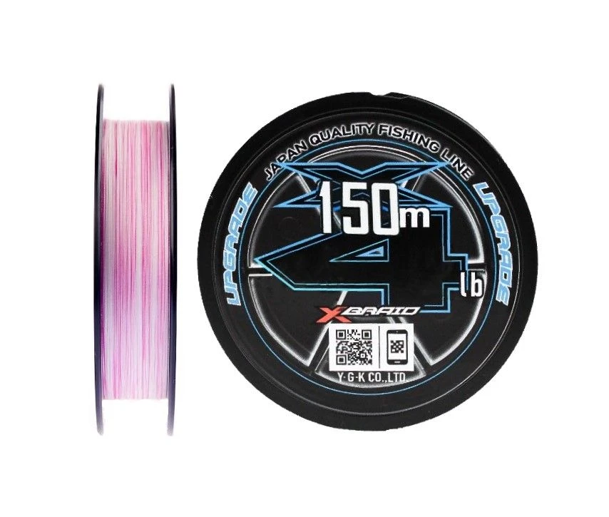 Плетеный шнур YGK X-Braid Upgrade X4 150 м  PE # 0,2 White/Pink 0,074 мм — характеристики,
	                                    особенности конструкции