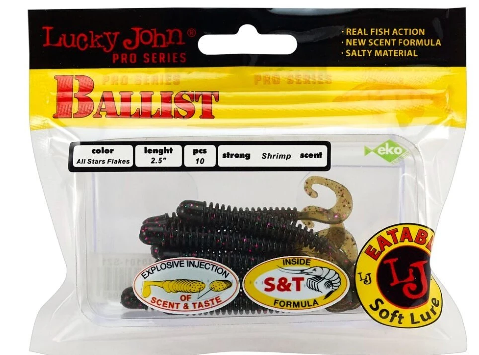 Силиконовая приманка Lucky John Ballist 2.5in 63 мм 10 шт S21 Pro Series  140101-S21 — крупный план
	                                    2