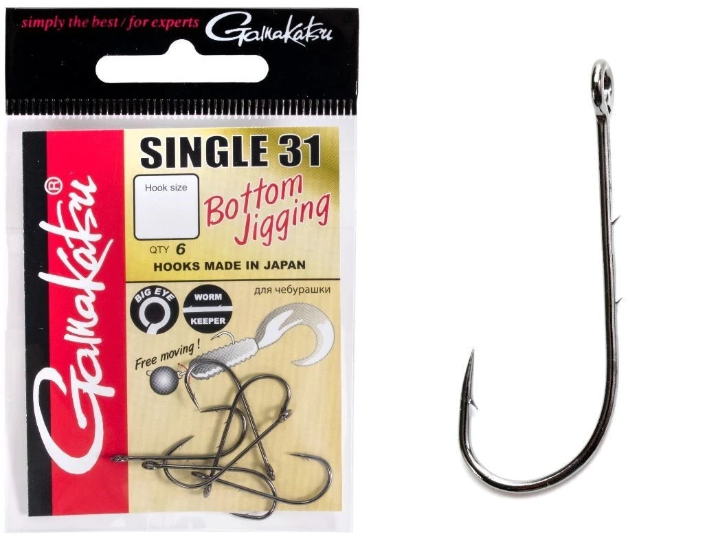 Крючок Одинарный Gamakatsu Single 31 Hooks Black №4 6 шт    185098-004 — крупный план
	                                    1