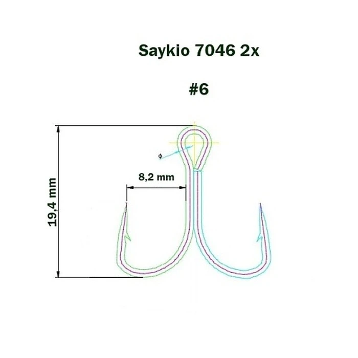 Крючок Тройной Saikyo 7046 2X №6 50 шт BN   SORCT7046-6BN50 — крупный план
	                                    1