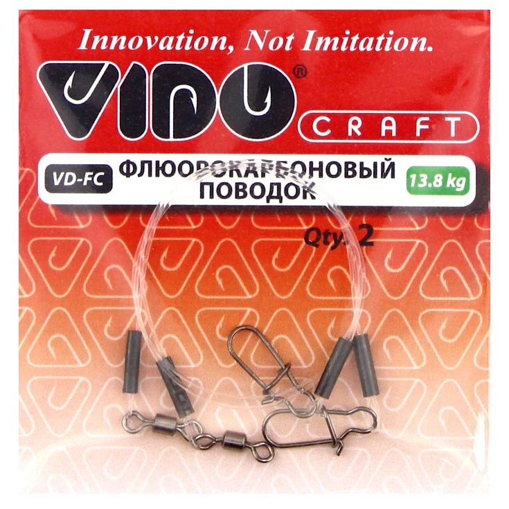 Поводок Vido Craft Флюрокарбоновый 30 см 13,8 кг  0,5 мм  2 шт   VD-FC-050-13,8-30 — крупный план
	                                    1