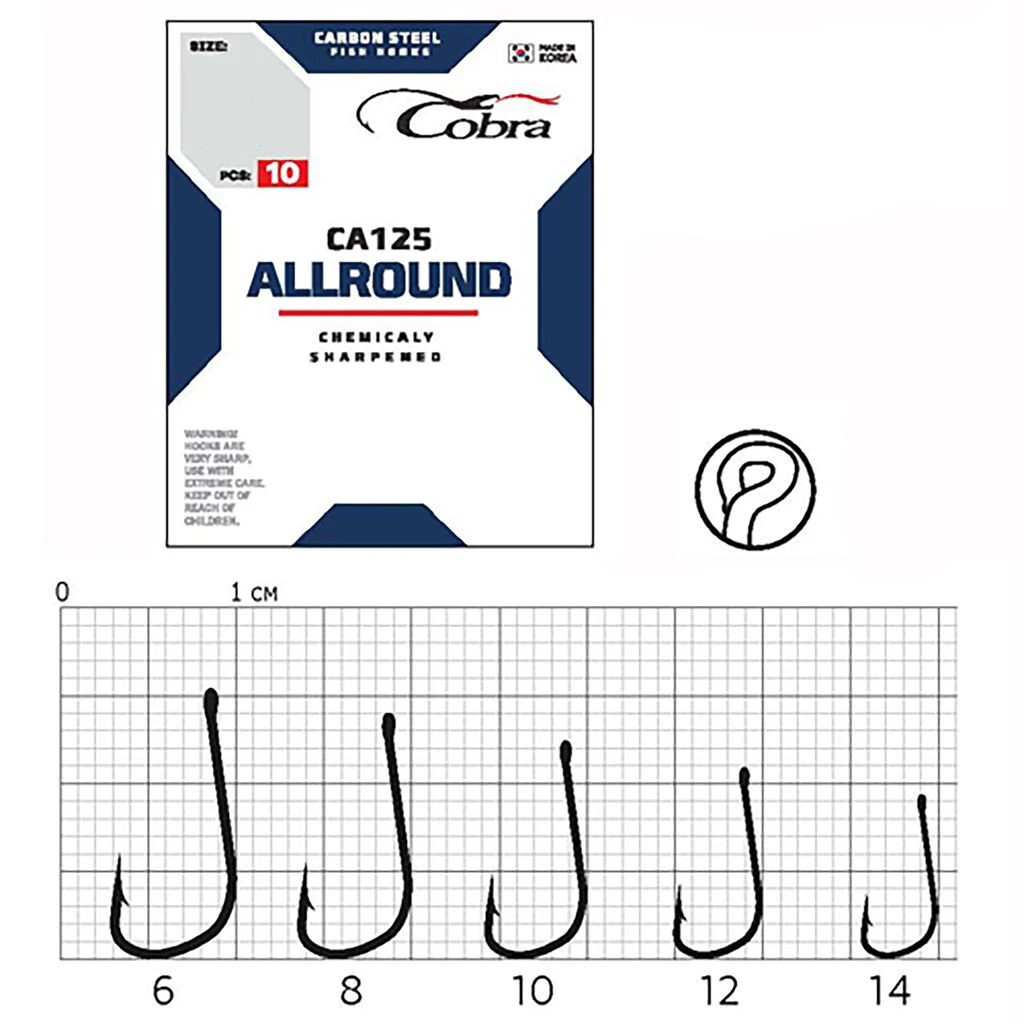 Крючок Одинарный Cobra Allround Struger CA125 №14 10 шт    CA125-014 — крупный план
	                                    1
