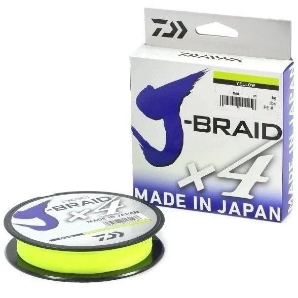 Плетеный шнур Daiwa J-braid X4 135 м  PE # 4 Yellow 0,29 мм   12740-029 — характеристики,  особенности конструкции