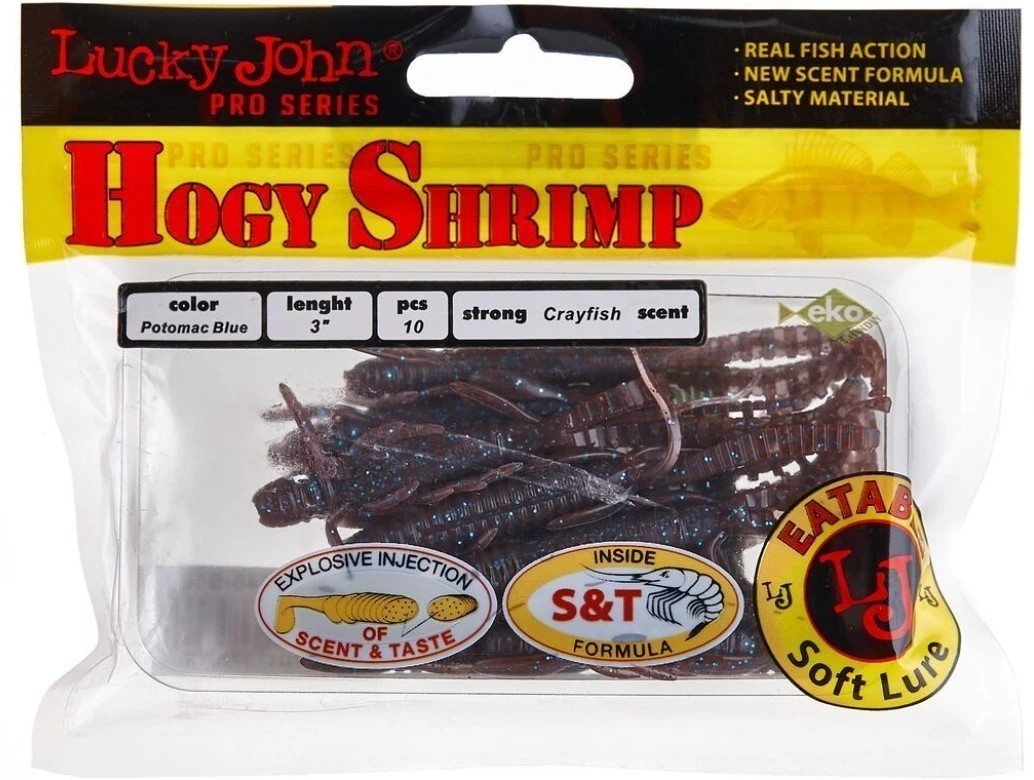 Силиконовая приманка Lucky John Hogy Shrimp 3.0in 76 мм 10 шт S19 Pro Series  140140-S19 — крупный план
	                                    2