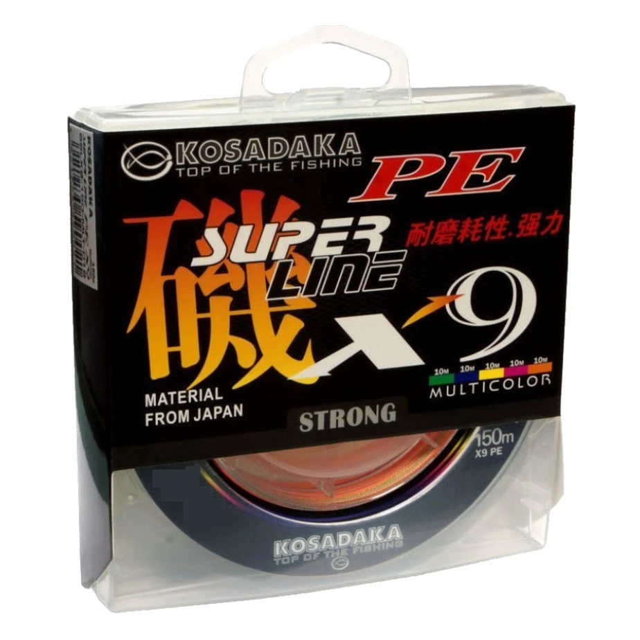 Плетеный шнур Kosadaka Super Line PE X9 150 м  PE # 0,8 Multicolor 0,14 мм   BSLX9-150-MLT-014 — характеристики,  особенности конструкции