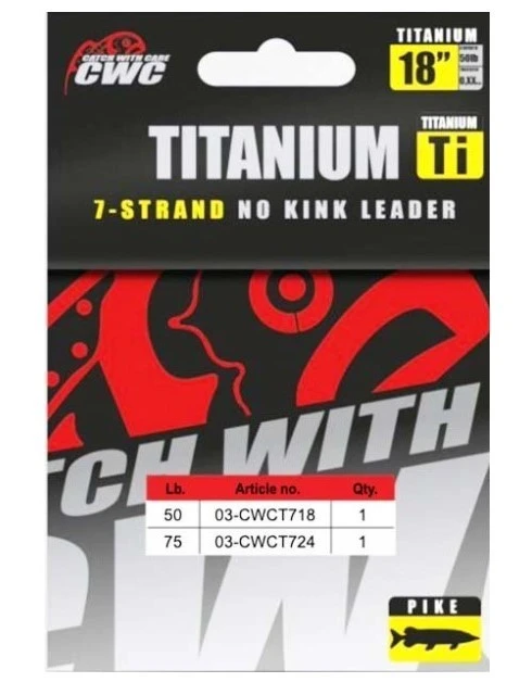 Поводок CWC Titanium Wire Leader 45 см 22,7 кг  0,54 мм  1 шт 7-strand 18, 50lb  03-CWCT718 — крупный план
	                                    2