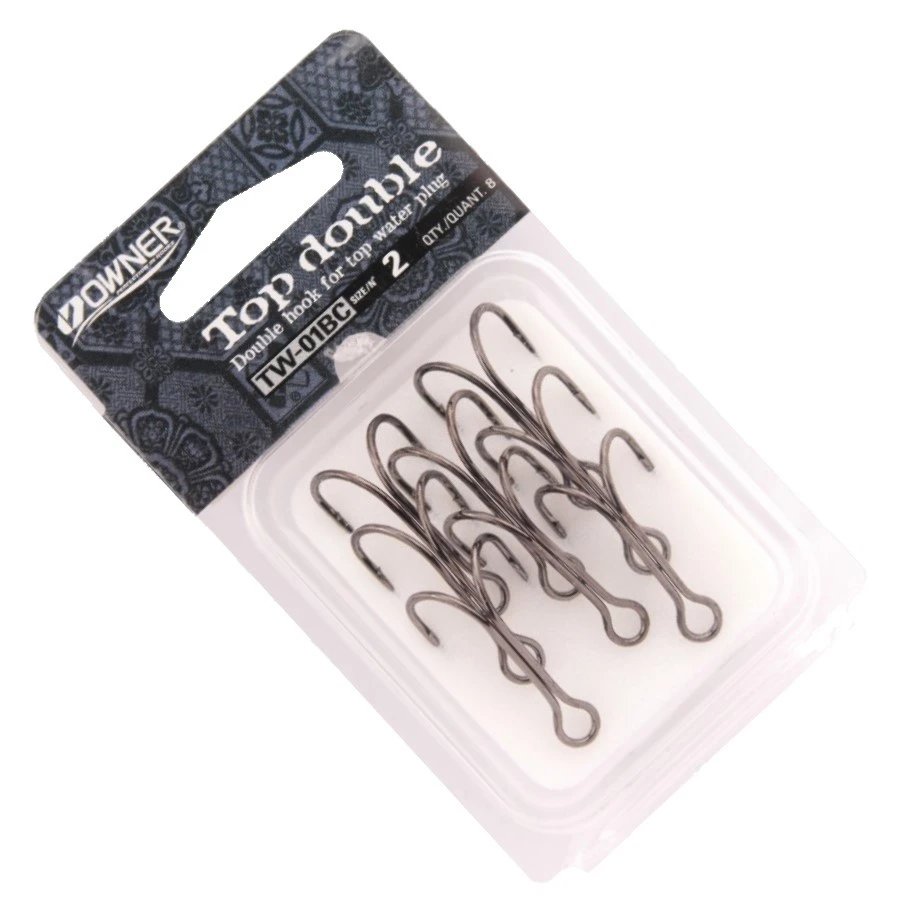 Крючок Двойной Owner TW-01BC №2 8 шт Черный блестящий (ВС)   51674BC-02 — крупный план
	                                    1