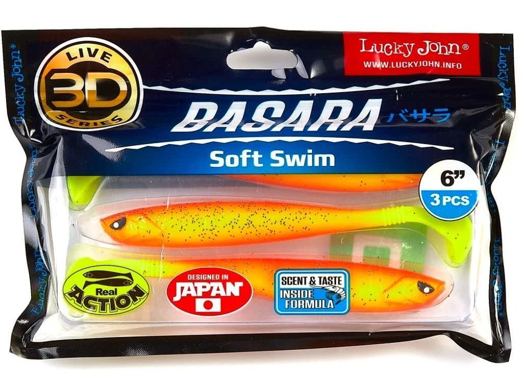 Силиконовая приманка Lucky John Basara Soft Swim 6.0in 152 мм 3 шт PG03 3D Series  140405-PG03 — крупный план
	                                    2