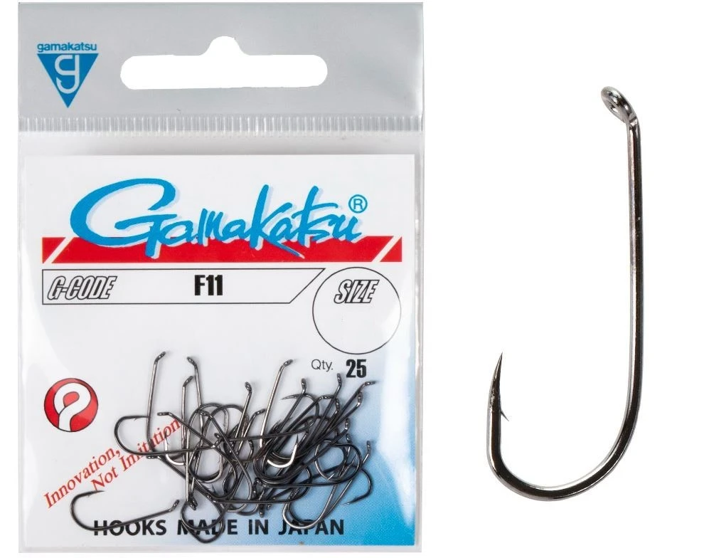 Крючок Одинарный Gamakatsu F11 Hooks Black №10 25 шт    146639-010 — крупный план
	                                    1