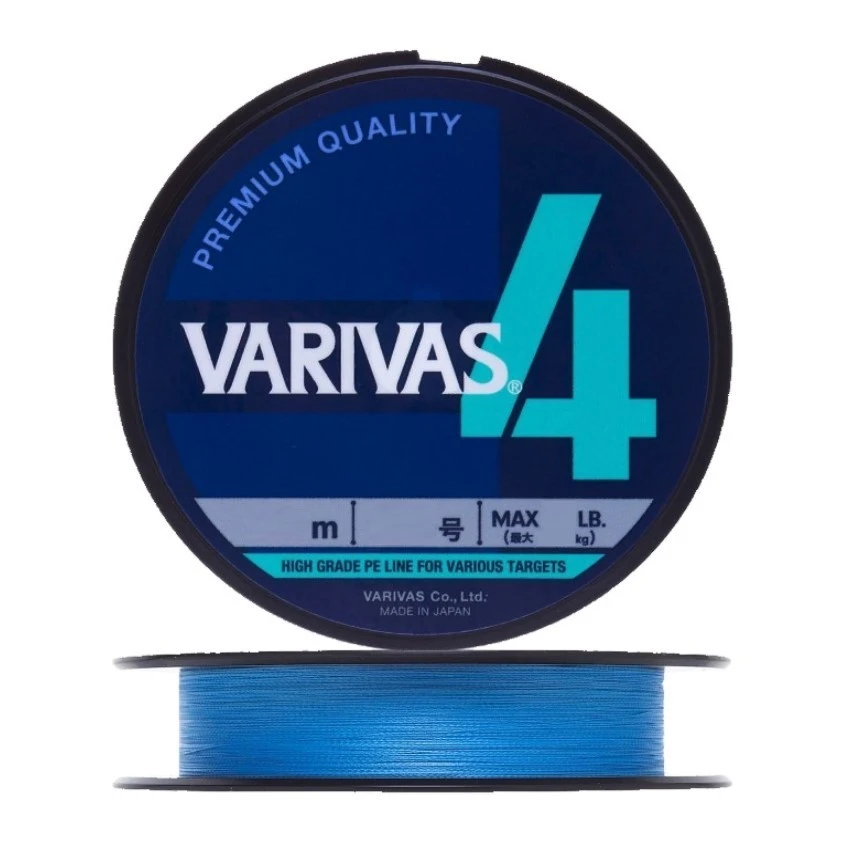 Плетеный шнур Varivas X4 150 м  PE # 0,6 Water Blue 0,128 мм — характеристики,
	                                    особенности конструкции