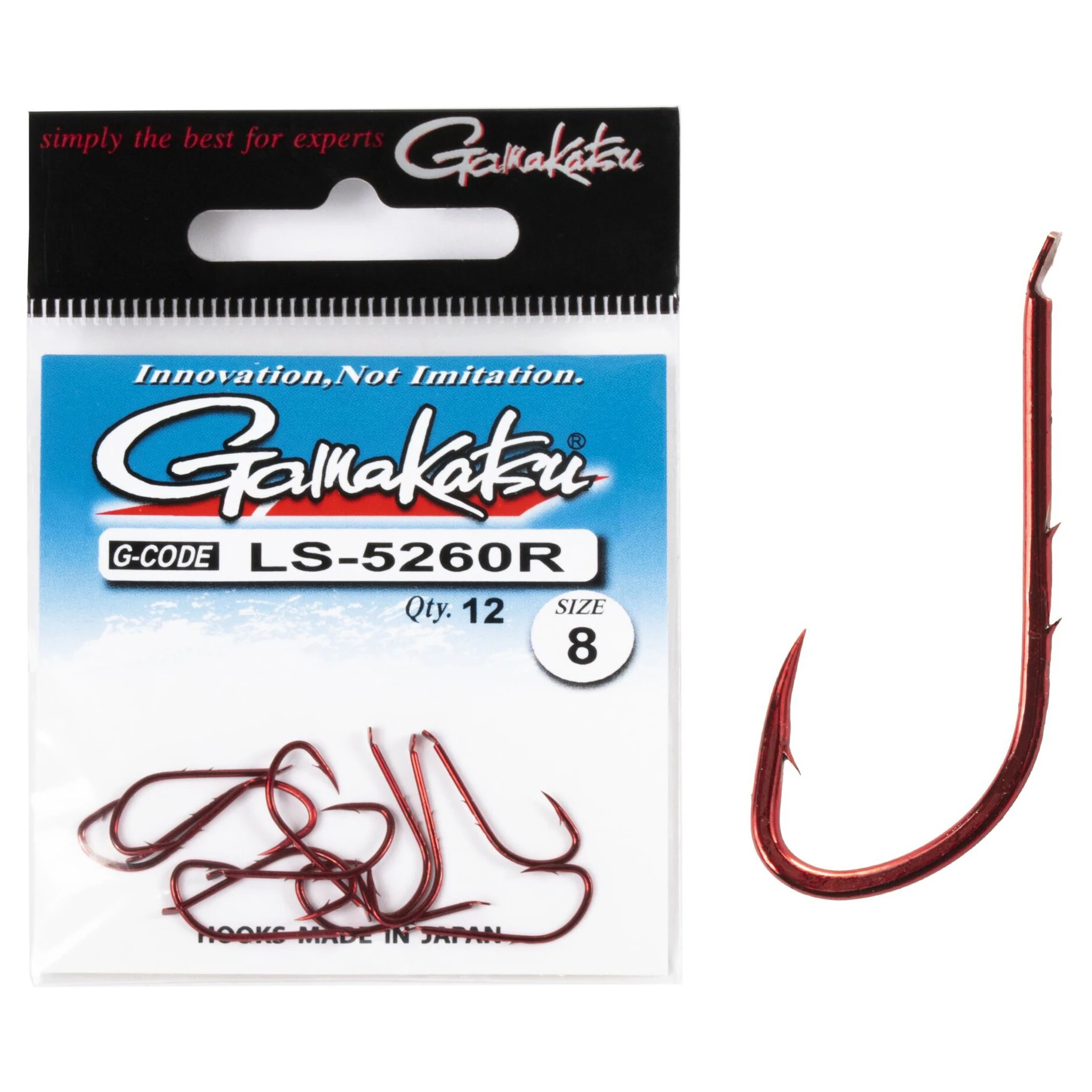 Крючок Одинарный Gamakatsu LS-5260R New Label Hooks Red №8 12 шт    149015-008 — крупный план
	                                    1