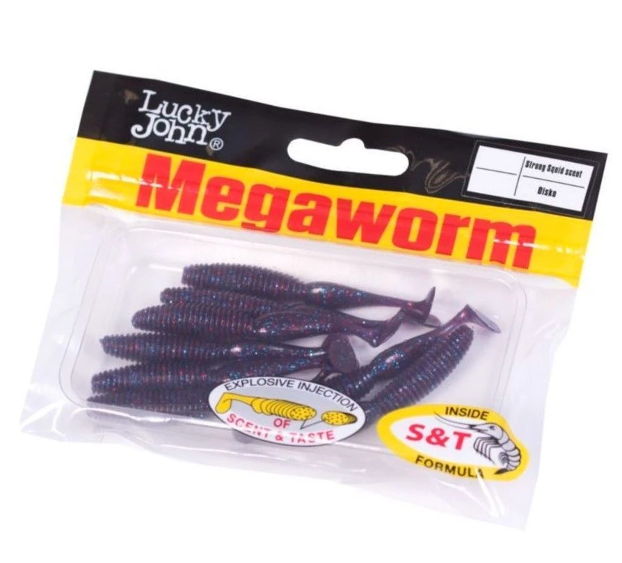 Силиконовая приманка Lucky John MegaWorm 2.5in 63 мм 8 шт S63 Pro Series  140189-S63 — крупный план
	                                    2