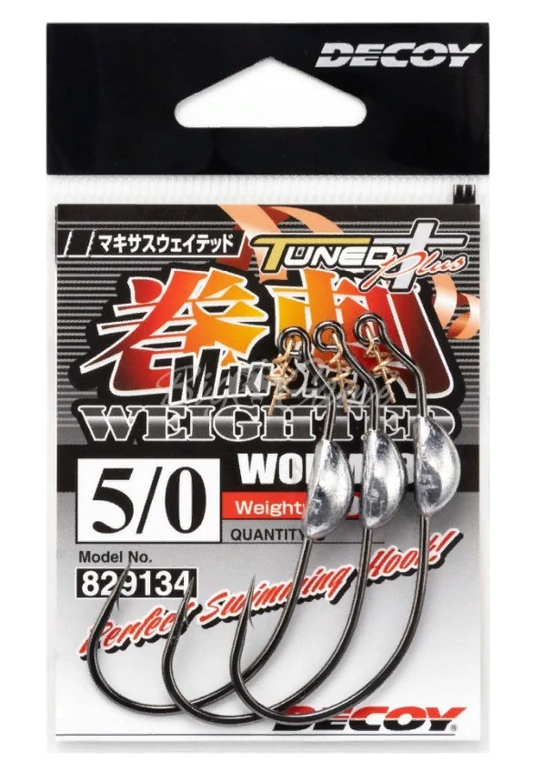 Крючок Офсетный Decoy Makisasu Weighted Worm 130 №4/0 3 шт — крупный план
	                                    1
