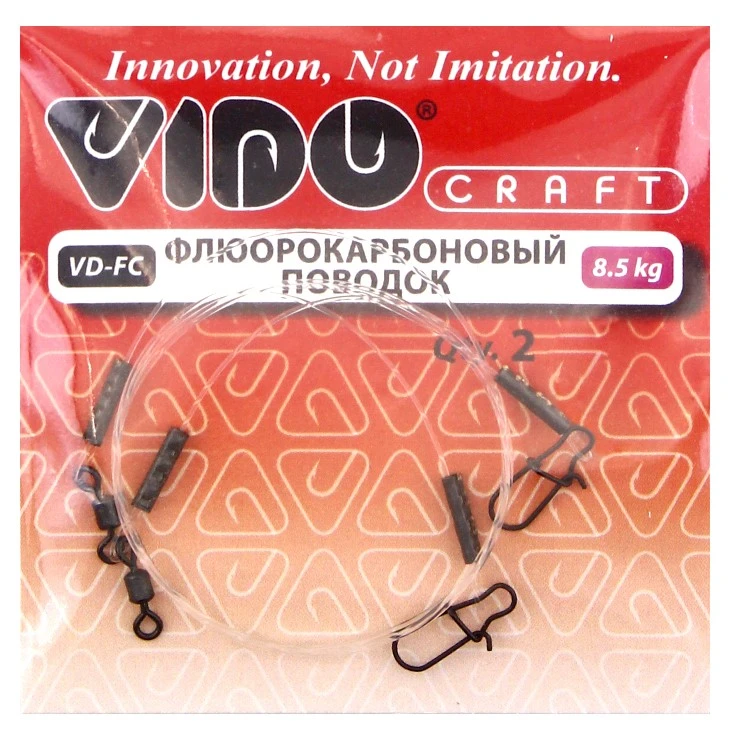 Поводок Vido Craft Флюрокарбоновый 20 см 8,5 кг  0,4 мм  2 шт   VD-FC-040-8,5-20 — крупный план
	                                    1