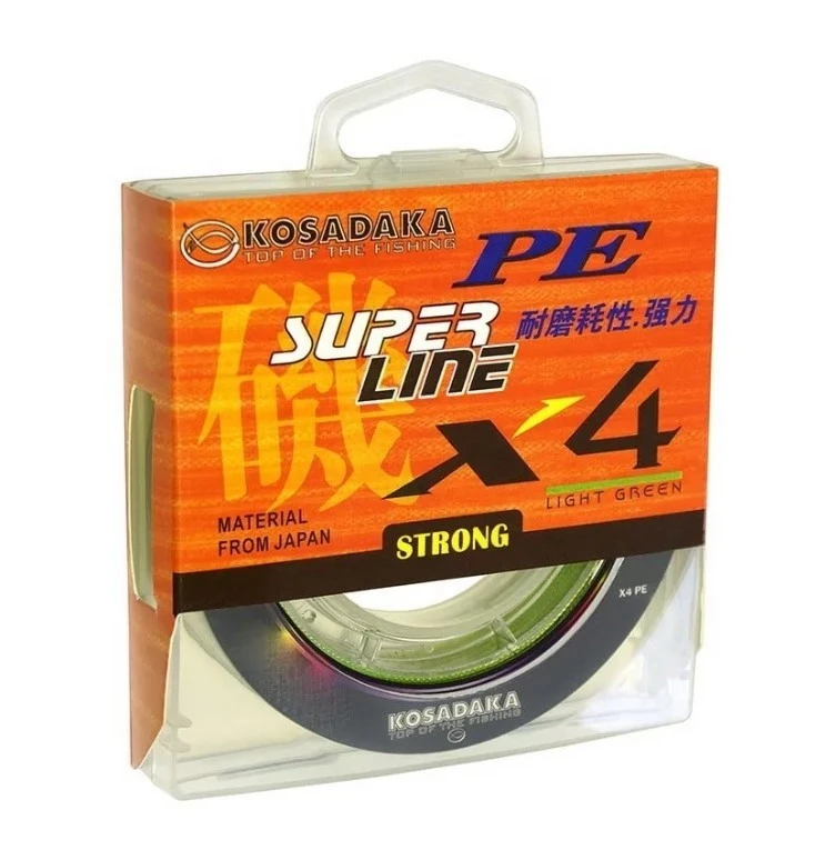 Плетеный шнур Kosadaka Super Line PE X4 300 м  PE # 1,2 Light Green 0,18 мм   BSLX4-300-LG-018 — характеристики,  особенности конструкции