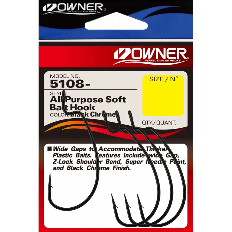 Крючок Офсетный Owner All Purpose Softbait Hook №1/0 5 шт BC   5108-111 — крупный план
	                                    1