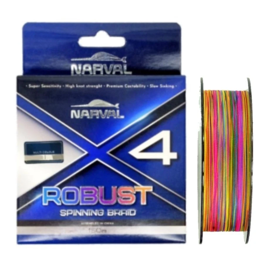 Плетеный шнур Narval Robust X4 PE 150 м  PE # 1,5 Multicolour 0,205 мм   NVLRBS150M1.5 — характеристики,
	                                    особенности конструкции