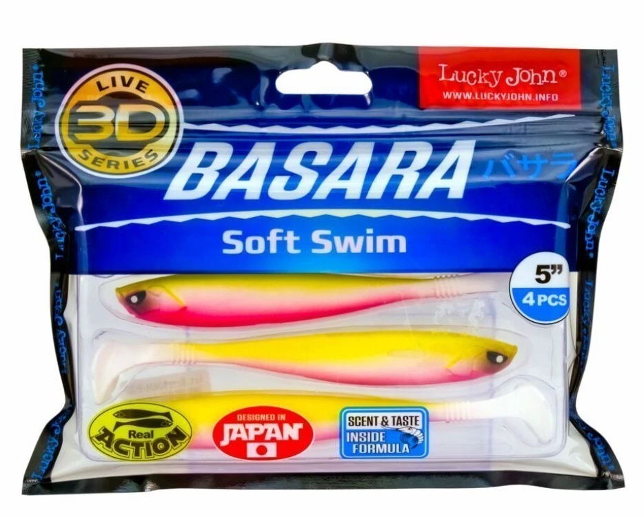 Силиконовая приманка Lucky John Basara Soft Swim 5.0in 127 мм 4 шт PG04 3D Series  140404-PG04 — крупный план
	                                    1