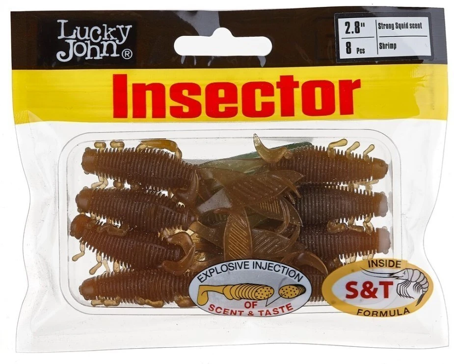 Силиконовая приманка Lucky John Insector 2.8in 70 мм 8 шт S18 Pro Series  140184-S18 — крупный план
	                                    2
