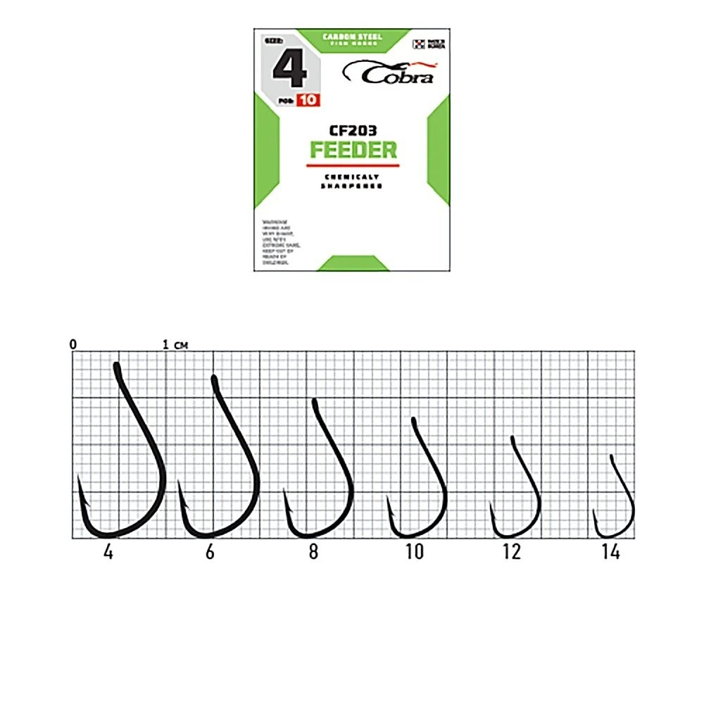 Крючок Одинарный Cobra Feeder Specialist CF203 №12 10 шт    CF203-012 — крупный план
	                                    1