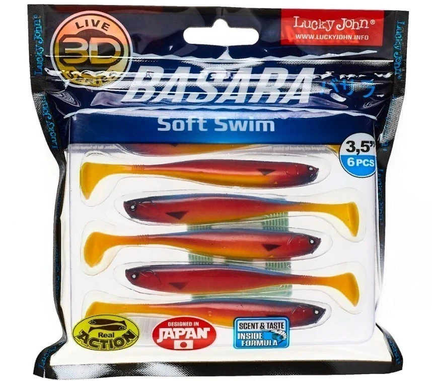 Силиконовая приманка Lucky John Basara Soft Swim 3.5in 89 мм 6 шт PG06 3D Series  140403-PG06 — крупный план
	                                    2