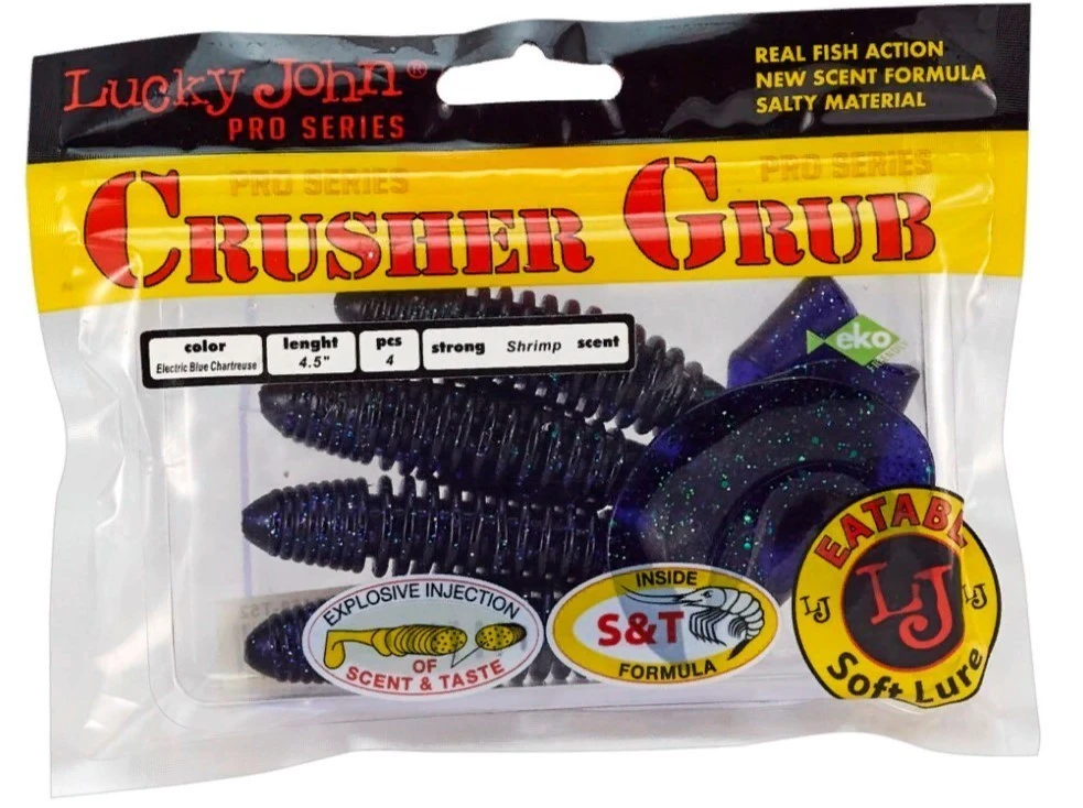Силиконовая приманка Lucky John Crusher Grub 4.5in 114 мм 4 шт T52 Pro Series  140158-T52 — крупный план
	                                    1