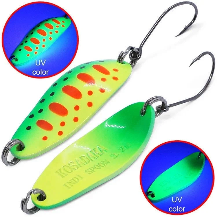 Колеблющаяся Блесна Kosadaka Trout Police Indi Spoon 3,2 гр 32 мм E47UV   TL-IS-E47UV — характеристики,  особенности конструкции