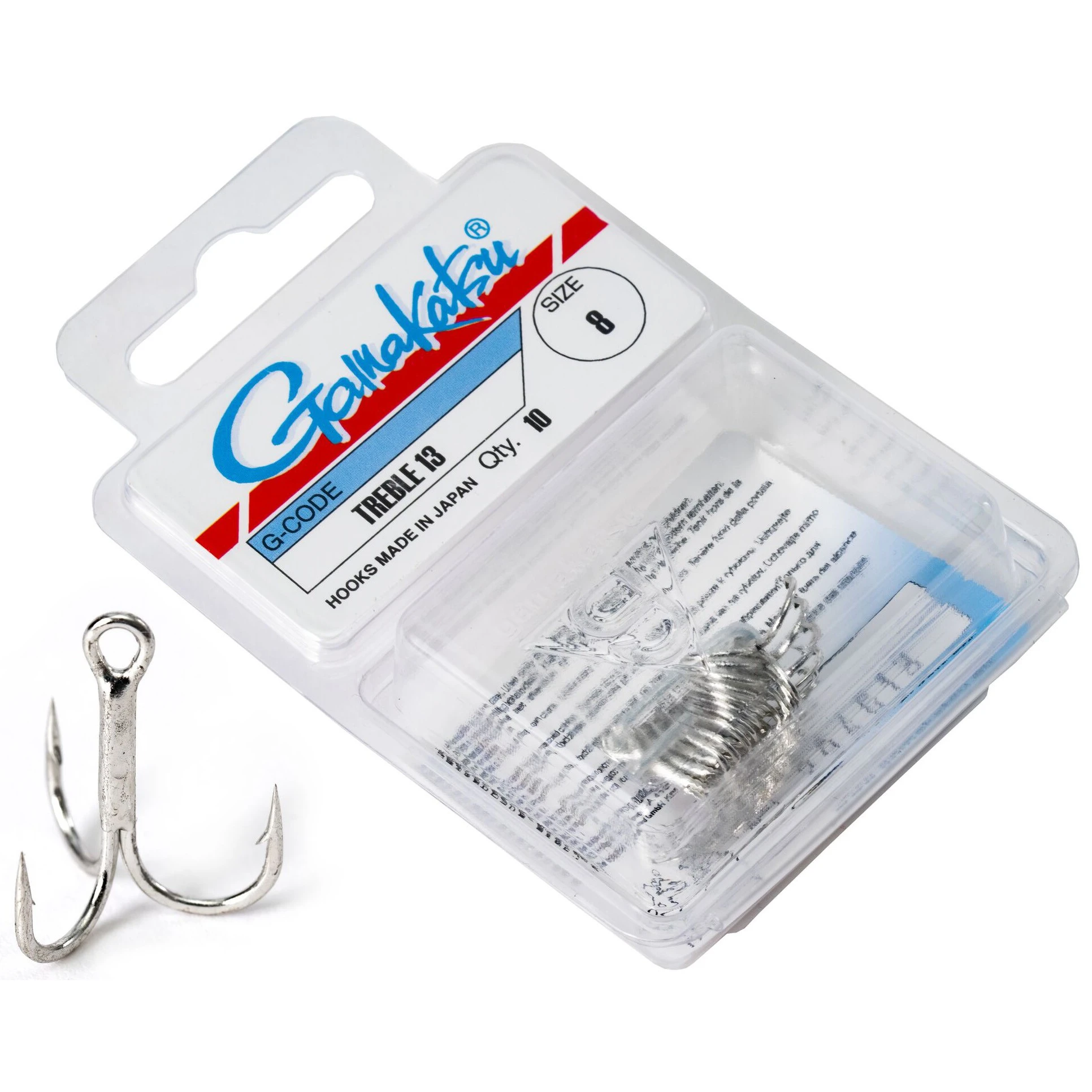 Крючок Тройной Gamakatsu 13N Treble Hooks Nickel №8 10 шт    146664-008 — крупный план
	                                    1