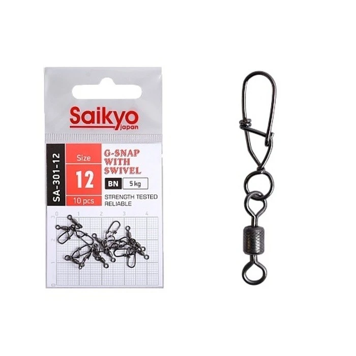 Вертлюг с застежкой Saikyo SA-301 №12 10 шт BN   SA-301-12 — характеристики,  особенности конструкции