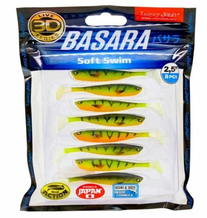 Силиконовая приманка Lucky John Basara Soft Swim 2.5in 63 мм 8 шт PG13 3D Series  140402-PG13 — крупный план
	                                    1