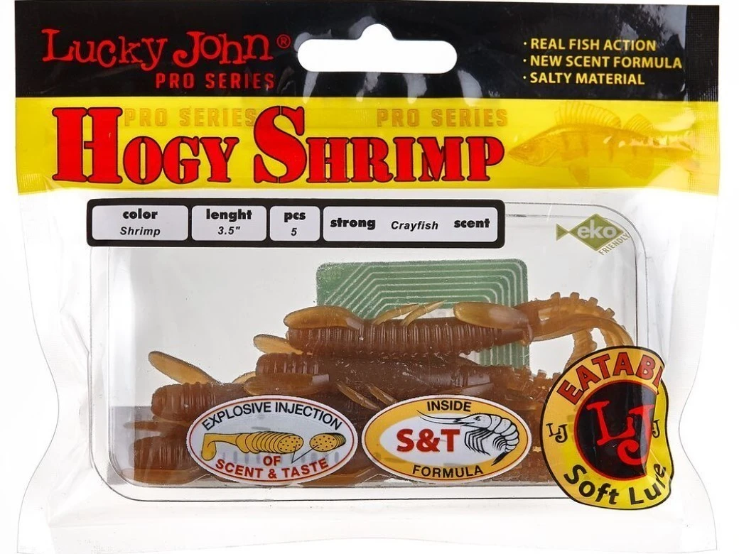 Силиконовая приманка Lucky John Hogy Shrimp 3.5in 89 мм 5 шт S18 Pro Series  140174-S18 — крупный план
	                                    2