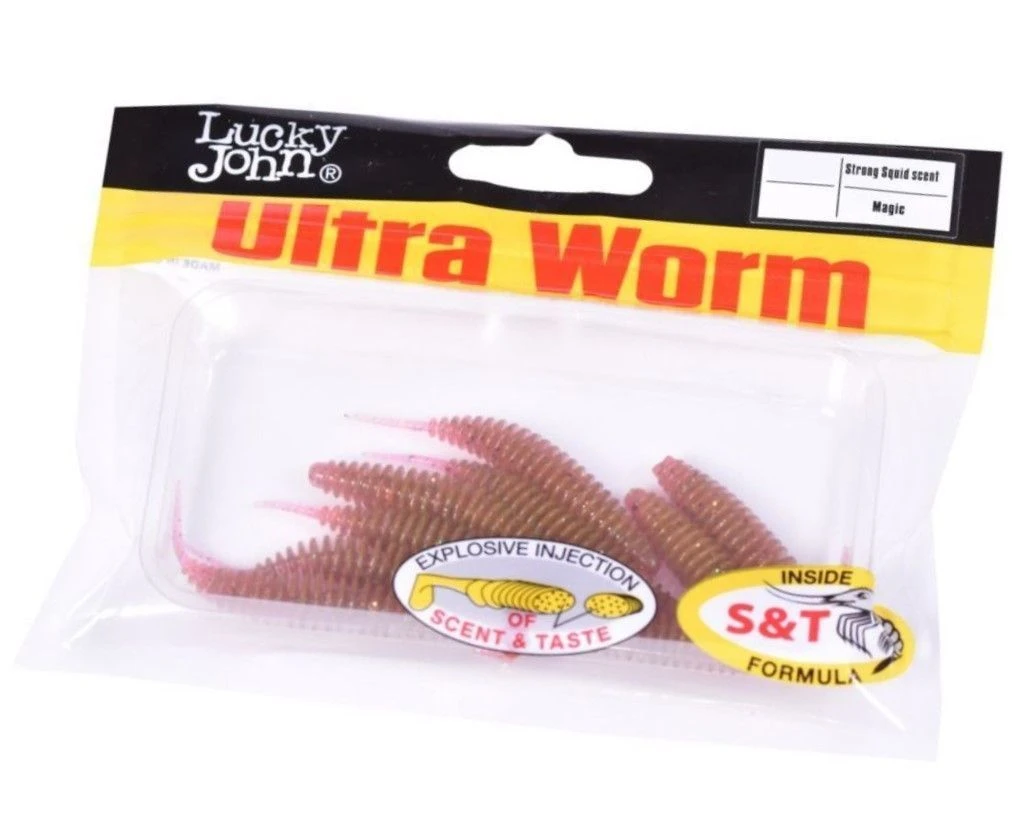 Силиконовая приманка Lucky John Trick Ultraworm 2.0in 51 мм 9 шт S14 Pro Series  140193-S14 — крупный план
	                                    2