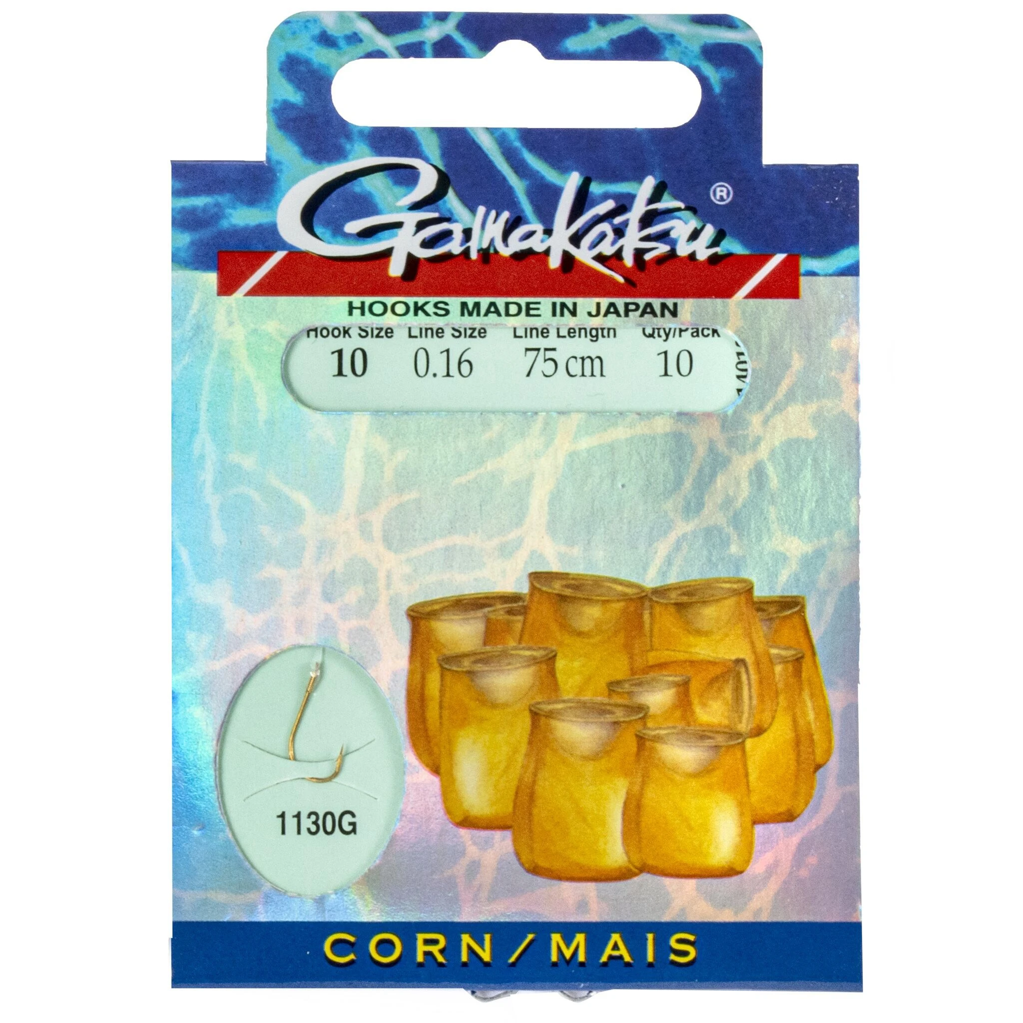 Поводок Gamakatsu Booklet Corn 1130G 75 см  0,16 мм  10 шт №10  140121-010-016 — характеристики,
	                                    особенности конструкции