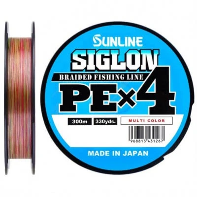 Плетеный шнур Sunline Siglon PE X4 300 м  PE # 3 Multicolor 0,296 мм — характеристики,
	                                    особенности конструкции