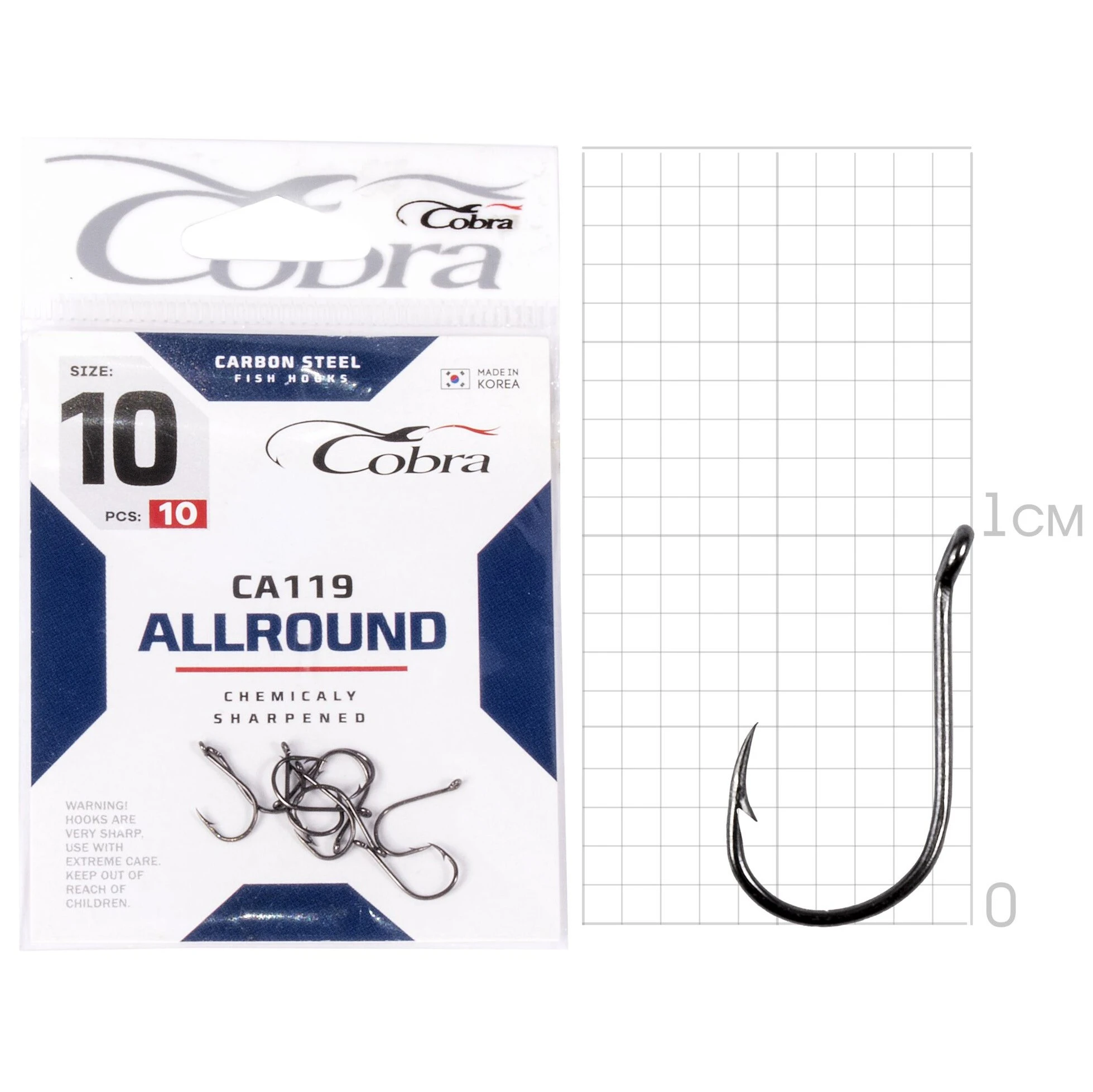 Крючок Одинарный Cobra Allround Hinnu CA119 №10 10 шт    CA119-010 — крупный план
	                                    1