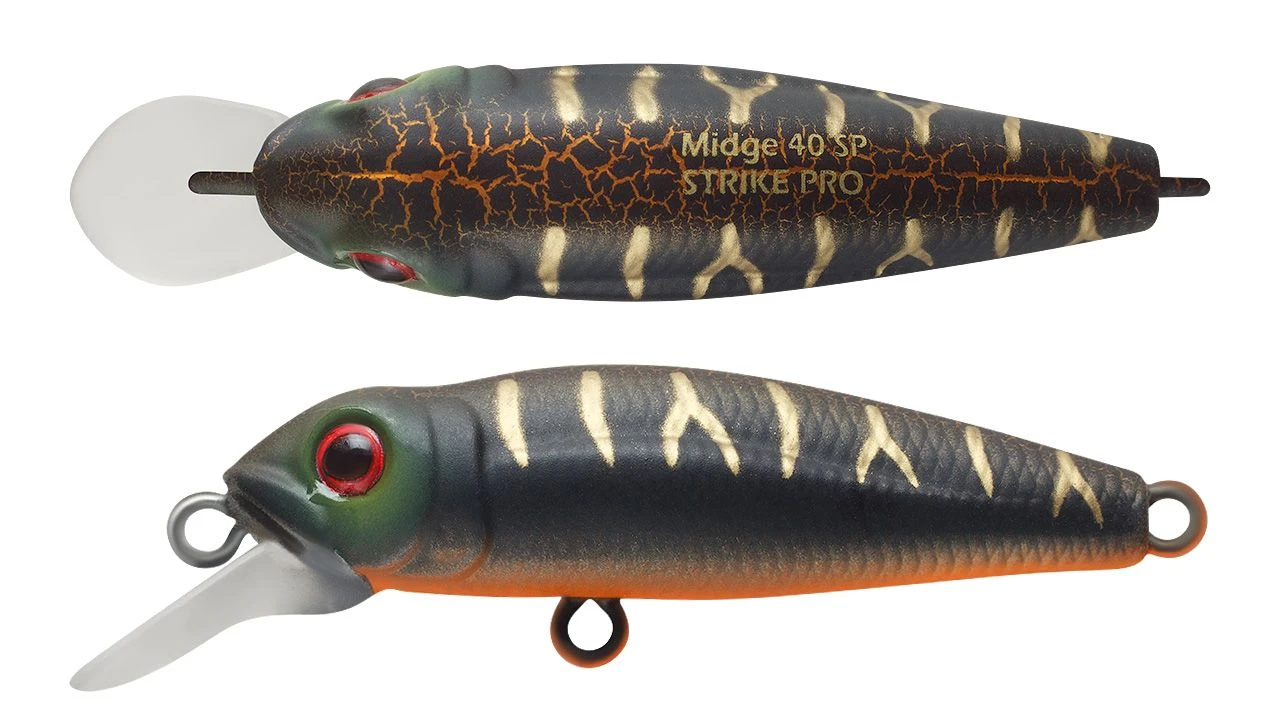 Воблер Strike Pro Midge 40 A208S Black Mat Tiger 2 гр   EG-074SP#A208S — крупный план
	                                    1