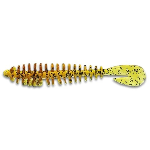 Силиконовая приманка Reins Rockvibe Grub 4 101 мм 8 шт 430-Motor Oil Gold FLK   RG4-430 — характеристики,  особенности конструкции