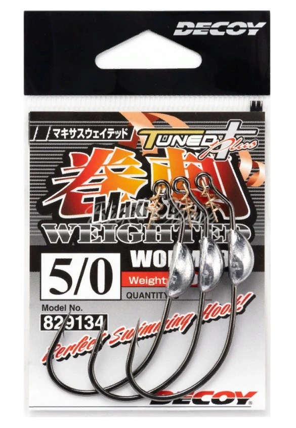 Крючок Офсетный Decoy Makisasu Weighted Worm 130 №8/0 3 шт — крупный план
	                                    1