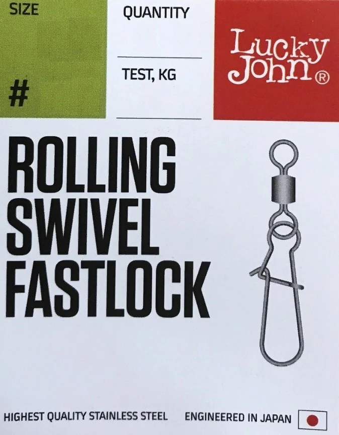 Вертлюг с застежкой Lucky John Rolling Swivel Fastlock №008 10 шт  Pro Series  LJP5101-008 — крупный план
	                                    2