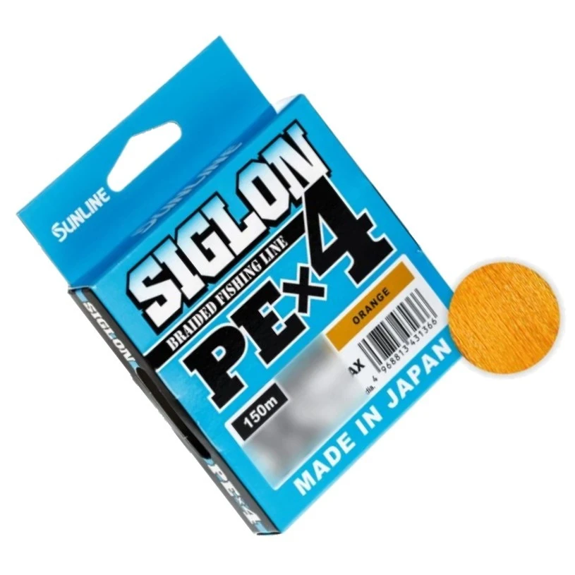 Плетеный шнур Sunline Siglon PE X4 150 м  PE # 0,2 Orange 0,076 мм — крупный план
	                                    1