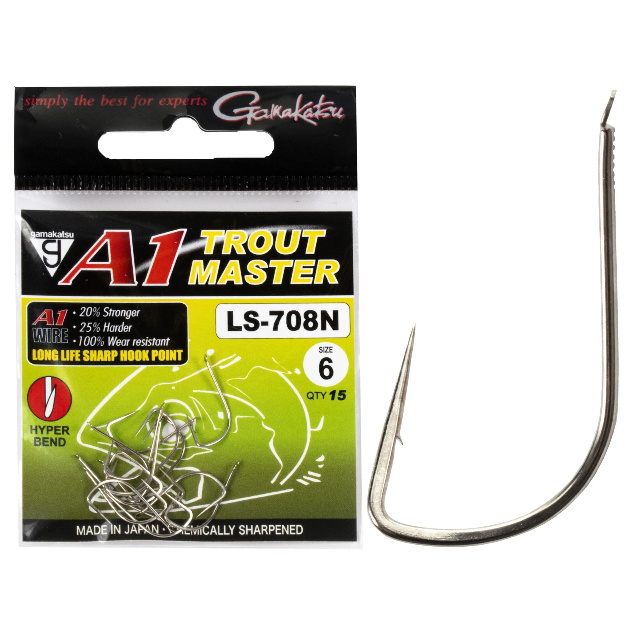 Крючок Одинарный Gamakatsu TM A1 LS-708N Hooks Nickel №6 15 шт    185135-006 — крупный план
	                                    1